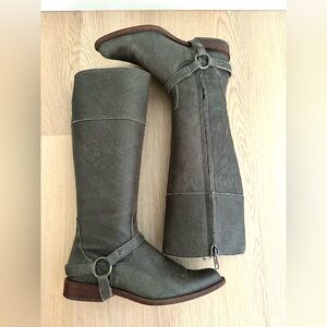 Anthropologie GE WAWA Women’s Leather  Knee Buckle Boots Sz 6 Rider Biker